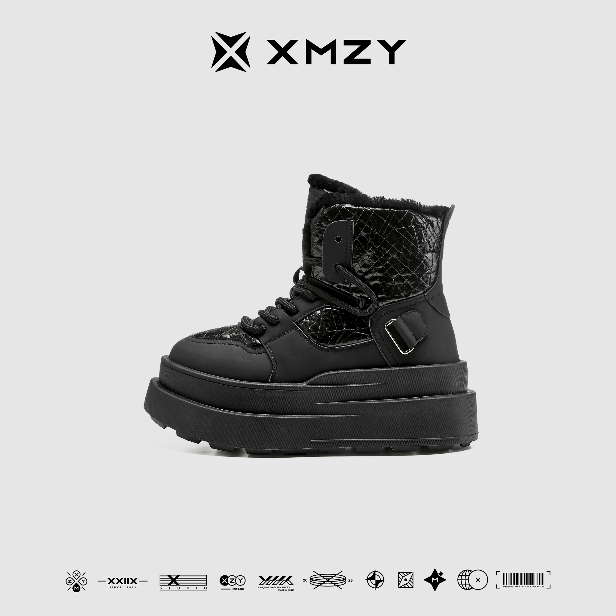 【步光陨石】XMZY冬季新款时尚防滑马丁靴纯羊毛厚底保暖雪地靴女