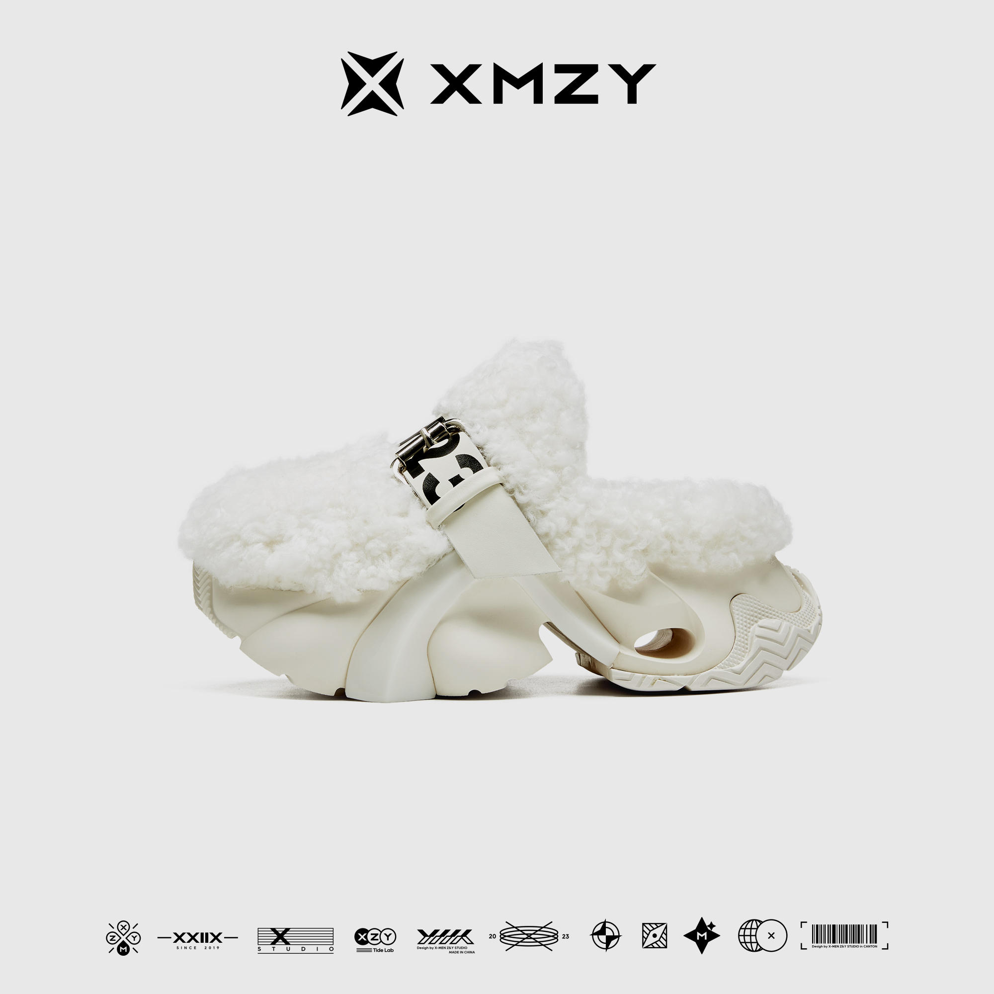 【摩登女孩】XMZY2025秋新款原创时尚街头设计外穿厚底包头拖鞋女