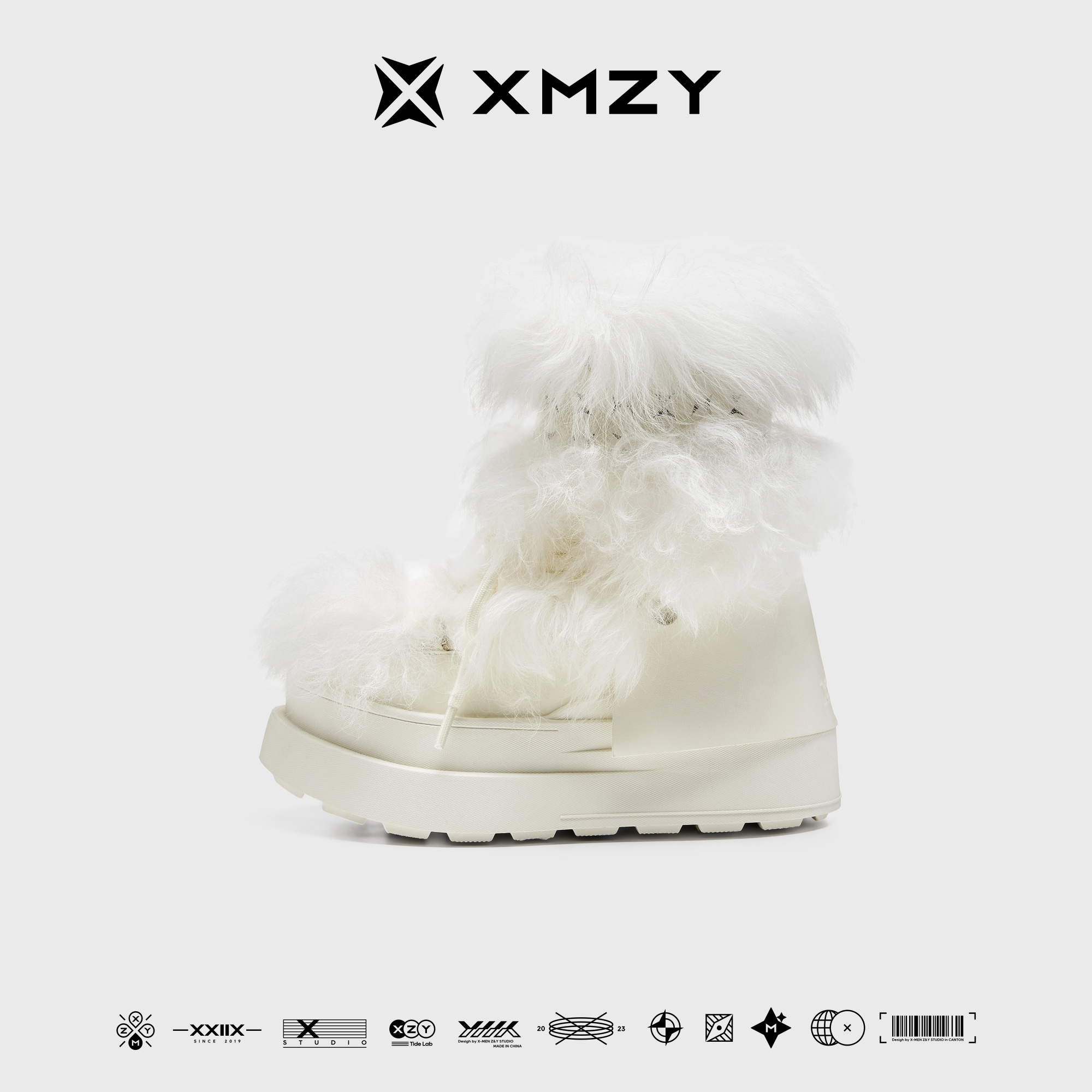 XMZY原创时尚狐狸毛设计感雪地靴