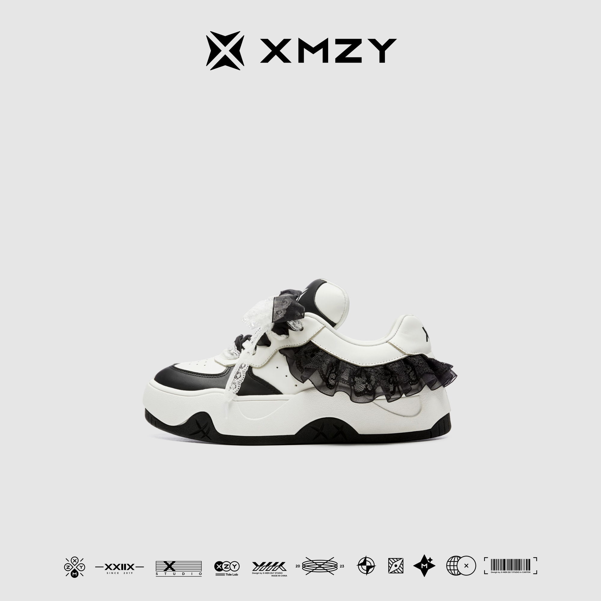 【蕾丝劫匪】XMZY2025夏新款原创时尚百搭设计感真皮休闲滑板鞋女