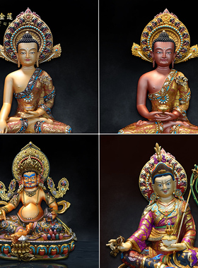 紫金莲纯铜尼泊尔佛堂手工彩绘