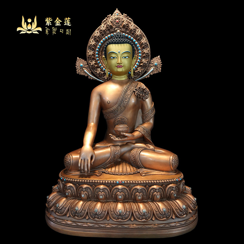 紫金莲 尼泊尔西藏工艺 藏传密宗紫铜红棕色释迦纯铜