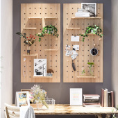 实木洞洞板定制入户玄关墙上置物架阳台书房隔板收纳架挂板展示架