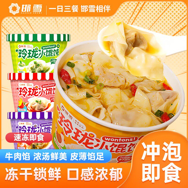 邯雪清真非油炸速食冲泡5分钟即食小馄饨6桶方便食用手工学生党