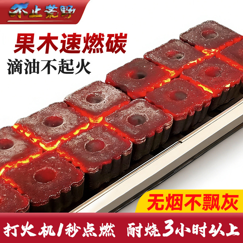 果木炭户外速燃炭家用木炭烧烤碳围炉无烟炭室内荔枝炭专用烧烤炭