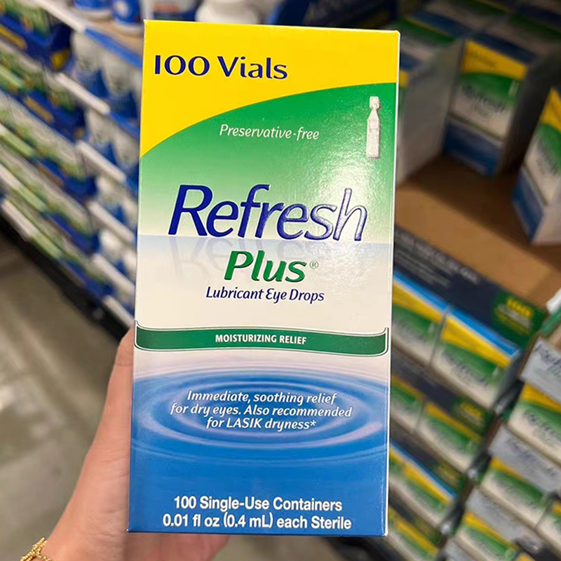 美国眼药水 Refresh Plus 人工泪液100支 防过敏缓疲劳无防腐剂
