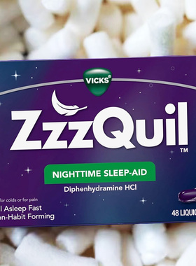 美国溯源- zzzquil唯克斯睡眠胶囊48粒 夜间助眠改善失眠倒时差