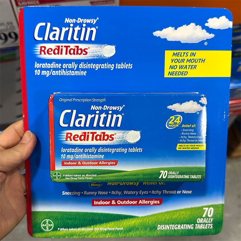 美国氯雷他定抗过敏速溶片BAYER Claritin开瑞坦过敏药花粉换季1