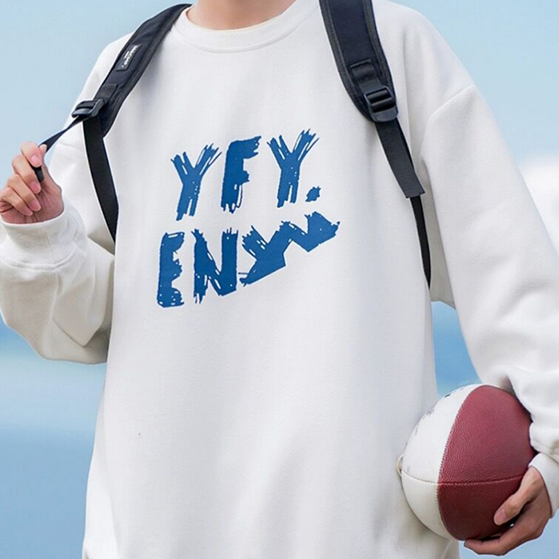 卫衣男秋冬圆领加绒加厚美式印花潮流潮牌学生青年宽松上衣外套