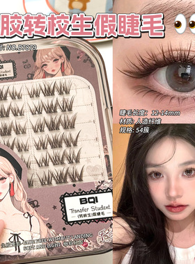 BQI免胶假睫毛混血转校生轻欧美亚裔纯欲浓密单簇仿真女睫毛棕色