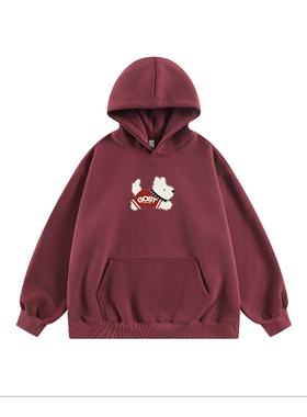 GOST毛毛绒绒狗狗贴贴布绣连帽卫衣百搭休闲情侣款帽衫