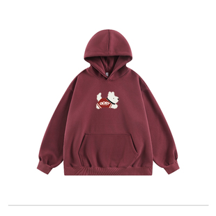 GOST毛毛绒绒狗狗贴贴布绣连帽卫衣百搭休闲情侣款帽衫