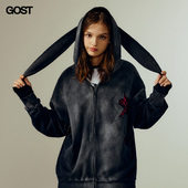 23AW 重磅470g水洗兔耳朵连帽卫衣针织长裤 卫裤 GOST 套装 情侣男潮