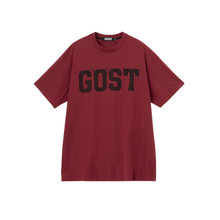 GOST【王琳凯同款】暗纹植绒印花T恤歌词印花酷飒叛逆百搭短袖