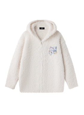 GOST可爱小恶魔角趣味可拆魔术贴羊羔毛针织连帽开衫卫衣外套