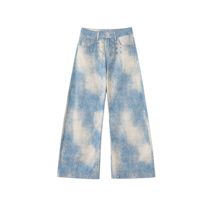 GOST铆钉斑驳弯刀牛仔长裤 小众设计设计 男女同款 做旧男女同款