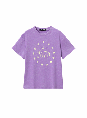 GOST环星文字印花T恤个性时尚宽松休闲 撞色印花短袖T