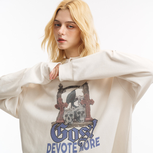 GOST骷髅乌鸦解构袖子印花连帽卫衣