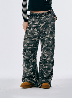 GOST迷彩工装休闲长裤时尚潮流复古百搭宽松朋克风裤子男女同款