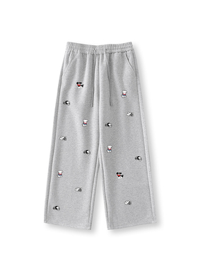 GOST狗狗印花宽松百搭休闲卫裤加绒加厚慵懒感裤子