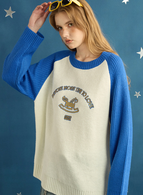 GOST拼色小木马刺绣毛衣