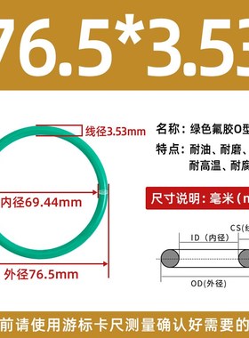 内径53.57/56.74/59.92/63.09/66.27/69.44*3.53氟胶o型圈密封圈