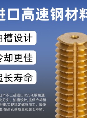 进口ZG含钴1个导向镀钛挤压丝攻M2M341P1B加大机用短导向挤牙丝锥
