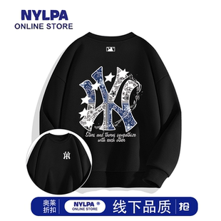 痞帥長袖 上衣服 圓領套頭衛衣男生潮牌腰果花情侶裝 NYLPA春秋冬款