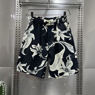 男士 衩宽松游泳裤 速干情侣短裤 潮牌温泉花裤 五分裤 骷髅印花沙滩裤