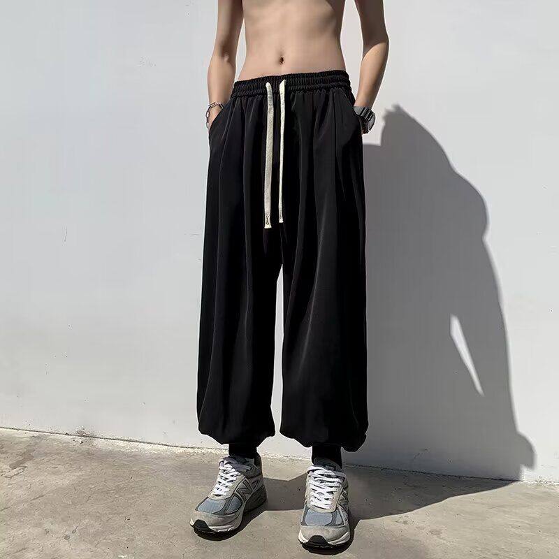 NYLPA垂感裤子男士夏季冰丝阔腿直筒宽松西裤男生ins高街春秋休闲