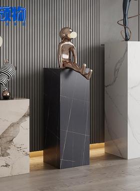 现代轻奢岩板花几架子家用客厅网红大理石装饰落地置物展示摆件台