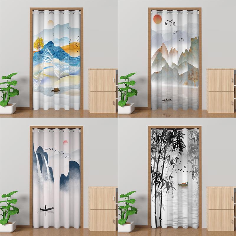 门帘布艺家用免打孔卧室空调挡风隔热厨房试衣间卫生间布帘隔断帘