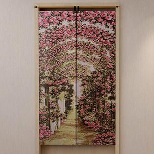 印花门帘 直供针织 隔断花篮书房客厅挂帘风水门帘布帘子