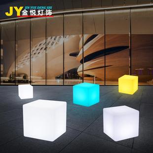 创意吧台夜场酒吧桌组合家具凳子户外茶几桌凳 LED发光立方体桌椅