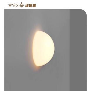 白色半圆玻璃简约壁灯奶光轻奢包豪斯半球客厅餐厅卧室床头无缝灯