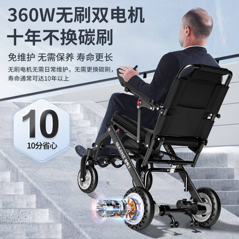 舒伦士电动轮椅折叠超轻便携老人残疾人智能全自动代步车可上飞机