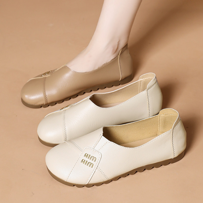 豆豆鞋单鞋软底透气妈妈鞋