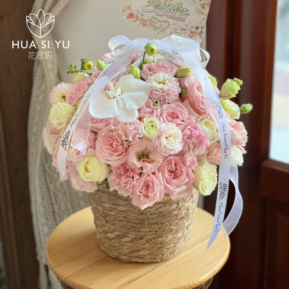 仙子之吻抱抱桶鲜花束花艺藤编草编花桶花篮手工diy包装材料资材