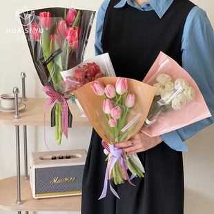 牛皮纸防水多支袋鲜花包装袋花束单支包花袋玫瑰包装材料diy花艺