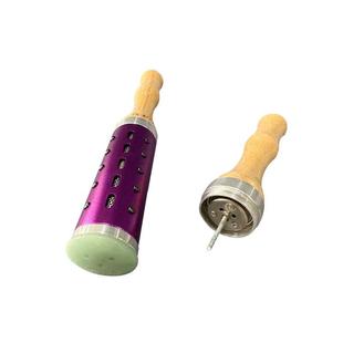 按摩砭石艾灸棒手持旋转温灸棒艾条器具艾柱家用推拿棒 双柄便携式