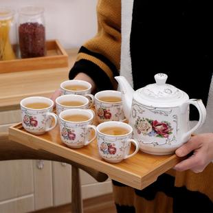 家用耐高温茶壶茶杯整套客厅水具带托盘骨瓷耐热水杯 陶瓷茶具套装