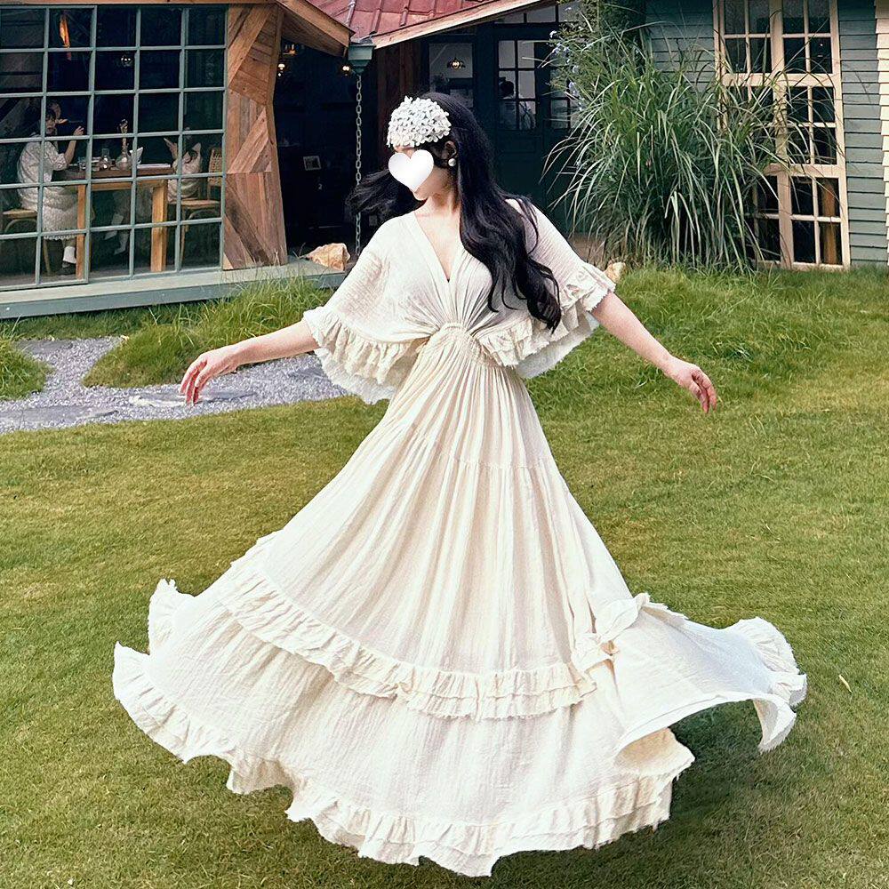 沙滩裙2025夏季新款高端重工度假波西米亚度假大摆长裙女