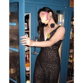 度假风鱼尾修身 新款 连衣裙长裙 小众性感V领双层豹纹裙子夏季 法式