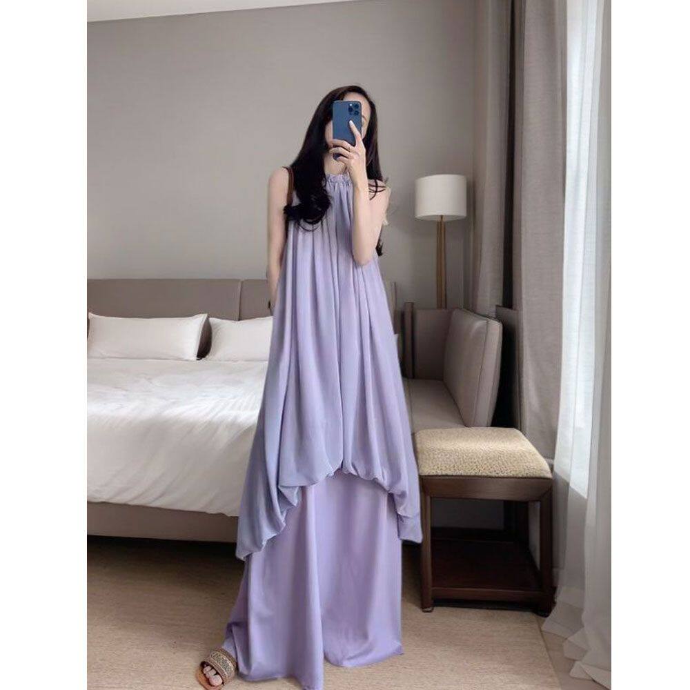 新款法式仙女气质无袖连衣裙度假风夏季海边连衣裙独特别致连衣裙