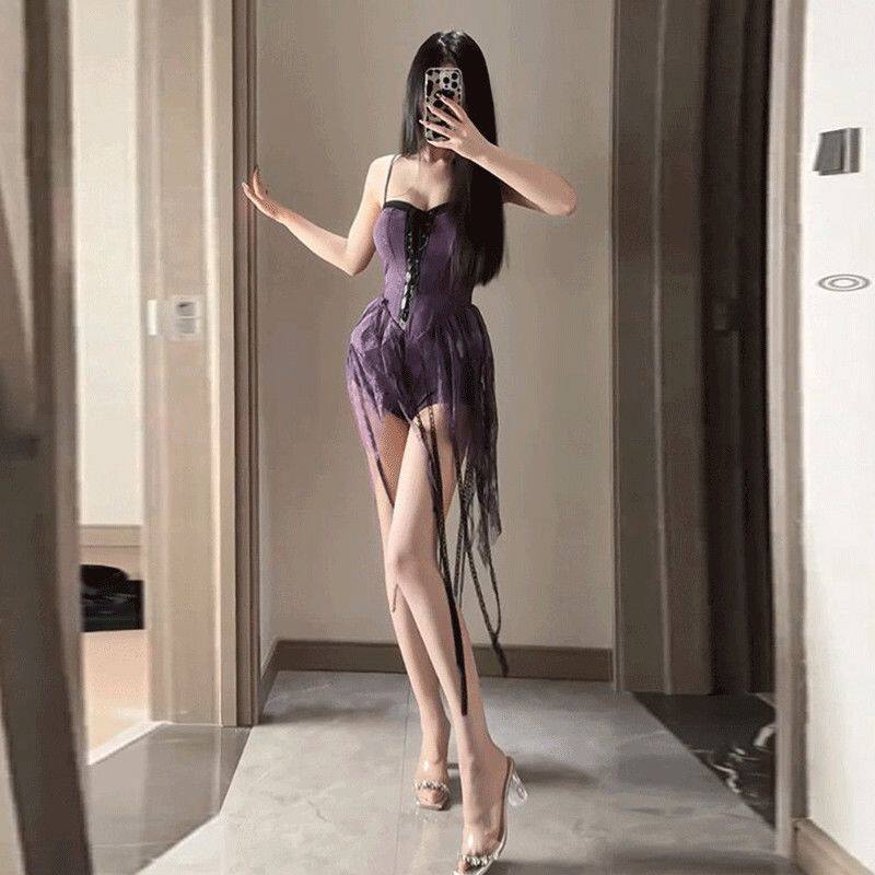 紫棠妖姬挪威庄园一字肩