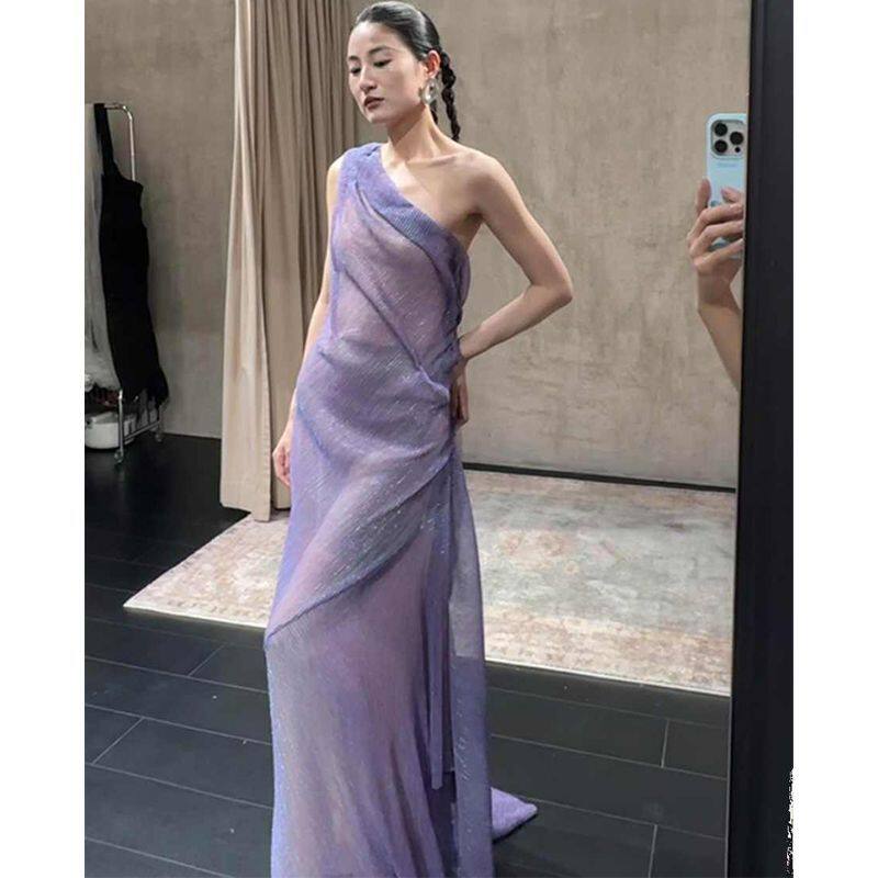 别致绝美高级感宴会敬酒服女法式优雅大气单肩连衣裙新娘订婚礼服