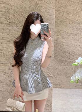 纯欲收腰针织无袖毛衣女2