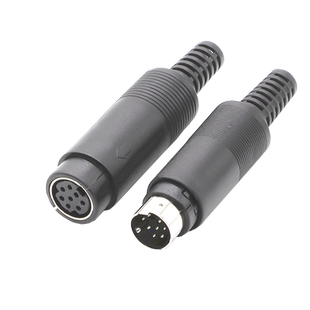 圆形小8芯公母插头 MD4//6/8针插头装配塑壳 PLC焊线式接插头