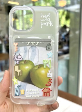 @hedi「home」亚克力磨砂工艺*磁吸卡包透明ins风韩系博主同款全包防摔iPhone苹果手机壳手机链套装