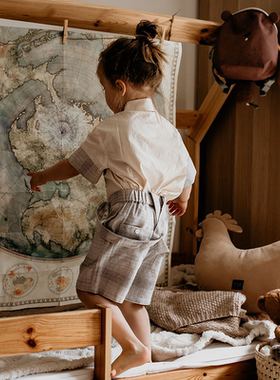 Let's Chill儿童短袖拼色格子英伦风简约百搭舒适 纯棉衬衣